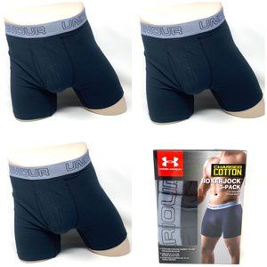Under Armour 3 Pack Boxerjock Briefs 6'' Charged Cotton Black Men's 1277279 001